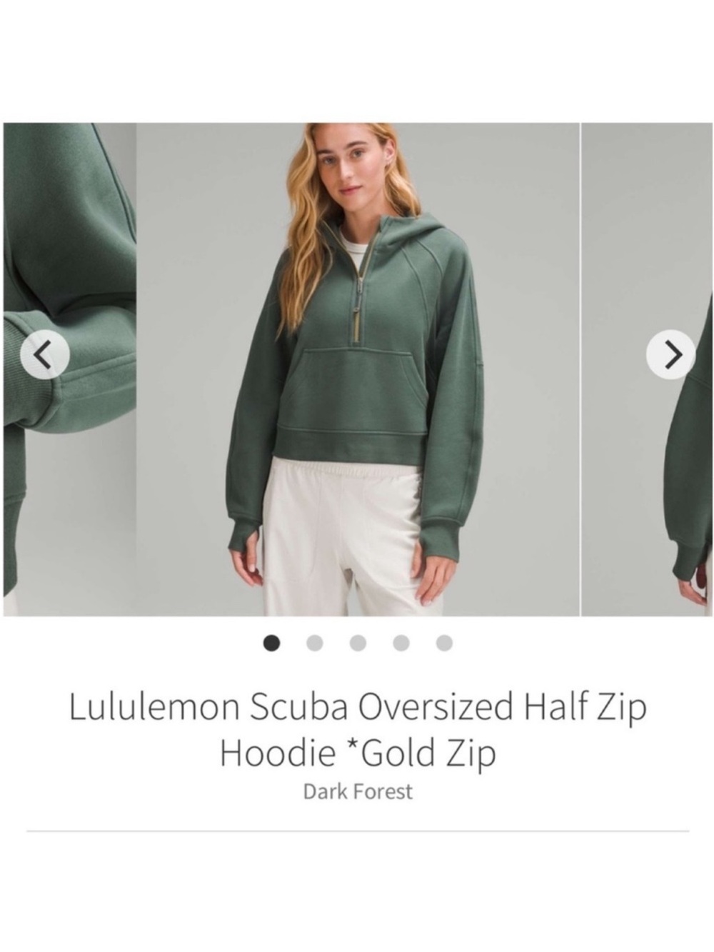 Lululemon Scuba Oversized Half Zip Hoodie Jacket *Gold Zip Dark Forest Sz M/L